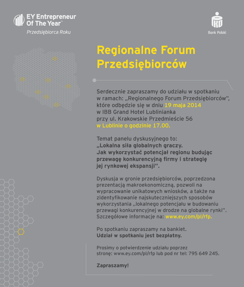 Zaproszenie na spotkanie w ramach Regionalnego Forum Przedsiębiorców